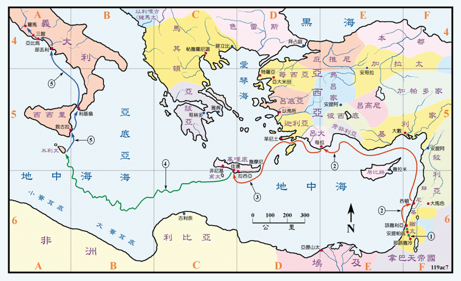 保罗被押往罗马受审旅程